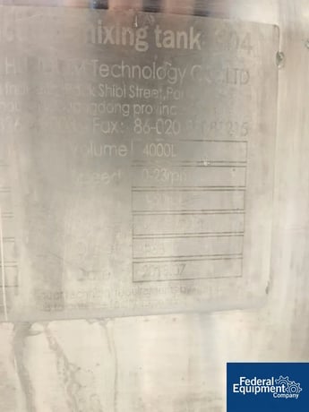 1056 gallon Hundom #HDRH-4000, Process Kettle, Stainless Steel, 4000 Liter, 72" diameter x 60" straight side - Image 3