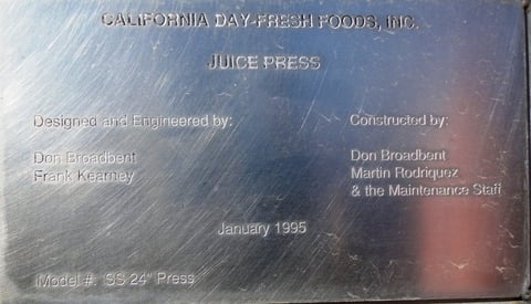 California Day Fresh Foods #SS24, Juice Platen Press, Stainless Steel, 24" x 24", 5 HP, 1740 RPM, 230/460 V - Image 5