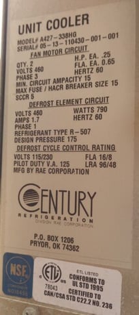 Century Refrigeration #A427-338HG, Unit Cooler, R-507, 6440 cfm, (2) 1/4 HP - 460 V fans, 115/230 V defrost - Image 5