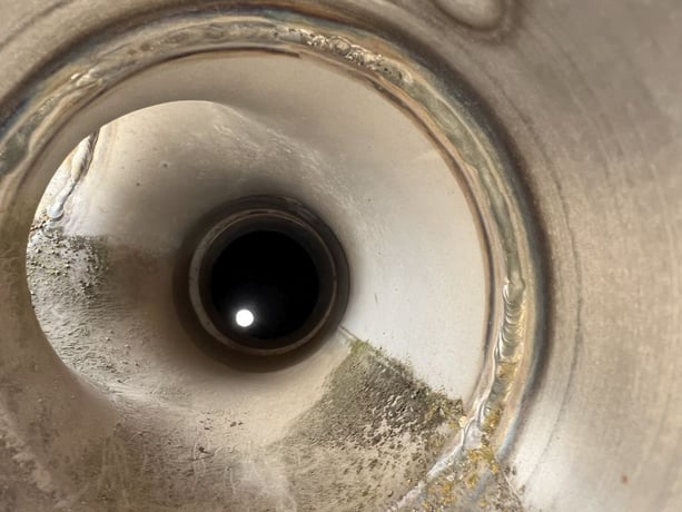 200 gallon Stainless Steel Tank, 30" diameter x 60" straight side, 3' H cone, 3" center bottom discharge, 4" - Image 8