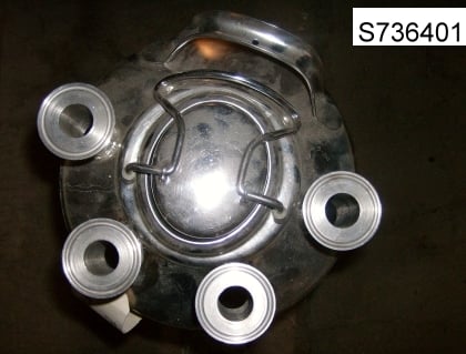 7 gallon Stainless Steel Tank, 10" diameter x 21" straight side, (4) 1/2" top inlets, mounted on 2" skirt - Image 2