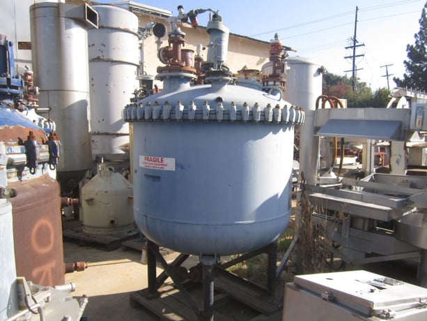 500 gallon Pfaudler, Glass Lined Tank, 60" diameter x 38" straight side, 4" center bottom outlet, 4" diameter - Image 1