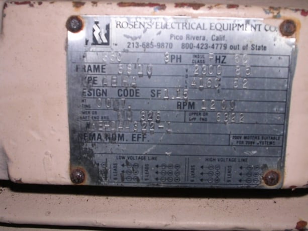 350 HP 1200 RPM Teco, Frame 5810B, TEFC, BB, 2300/4160 Volts - Image 3