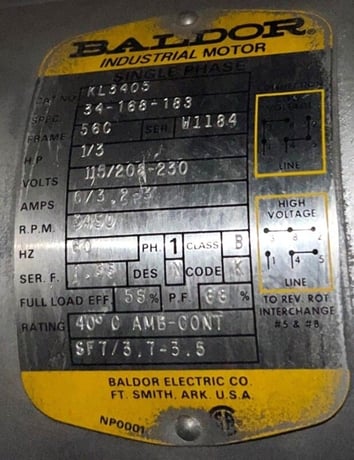 Electra-Kool #500C, blower, 1/3 HP, 118/208-230 V., 3450 RPM, 1-phase, Baldor motor, 500C-PL filter, Fr.56C - Image 4