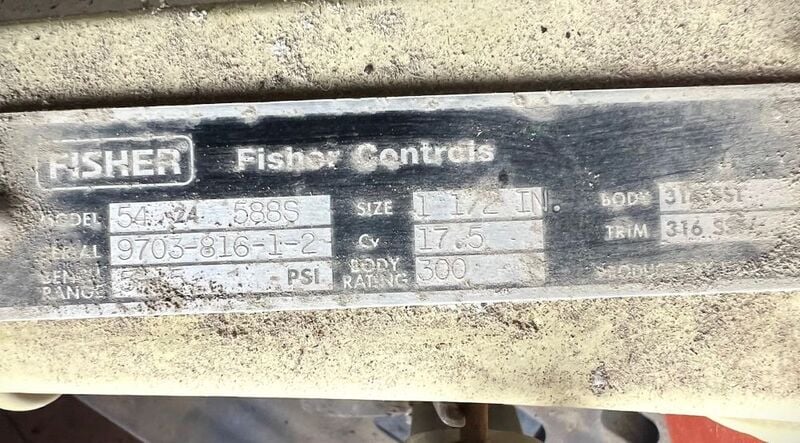1.5" Fisher Baumann #54-24-588S, Stainless Steel pneumatic Control valve, w/ valve positioner - Image 2
