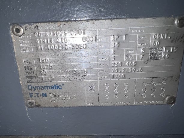 30 HP 1760 RPM Dynamic, adjusto speed motor, 230/460 Volts, NP-1 - Image 2