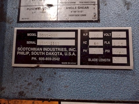 6" x 6" x 1/2" Scotchman #95/140-24M, dual operator hydraulic ironworker, 95 ton, 10 HP - Image 3