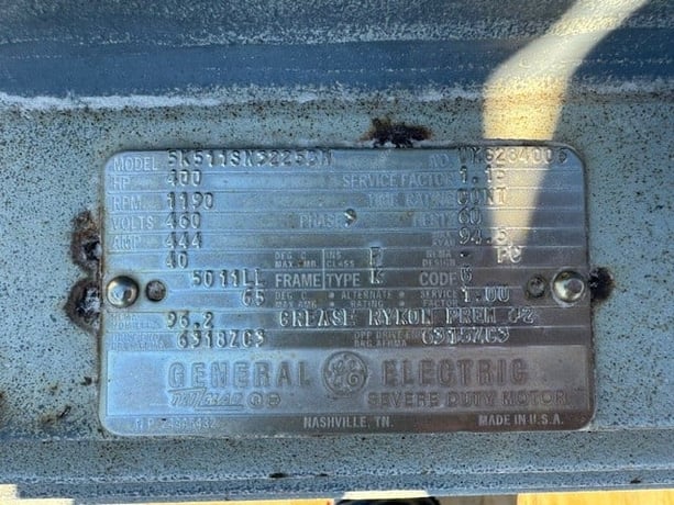 400 HP 1190 RPM General Electric, Frame 5011LL, TEFC, BB, 1.15 service factor, 460 Volts (3 available) - Image 2