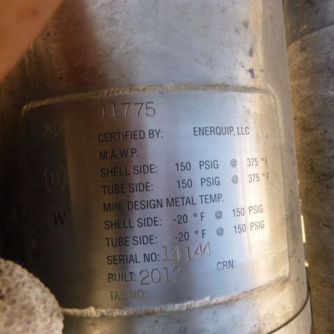 150 psig, Enerquip, Stainless Steel shell & tube heat exchanger, heat transfer pump skid, (4) pumps, 2012 - Image 5