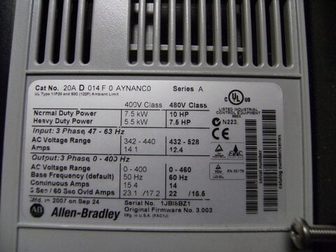 10 HP Allen-Bradley, Powerflex 70, AC drive, 480 Volts - Image 2