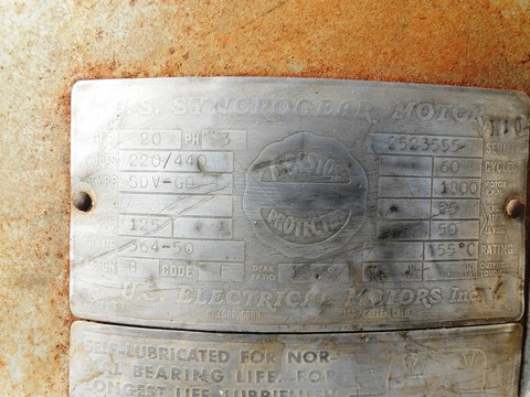 20 HP 1765 RPM U.S. Motors, Frame 324U-16-50, gearheads motor drive, inline drive, 220/440 Volts - Image 3