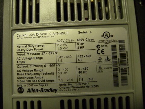 3 HP Allen-Bradley, Powerflex 70, AC drive, 480 Volts - Image 2