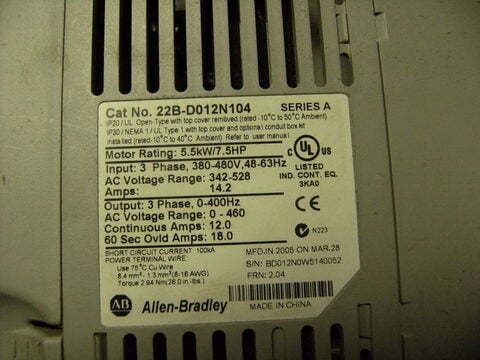 7.5 HP Allen-Bradley, Powerflex 70, AC drive, 480 Volts - Image 2