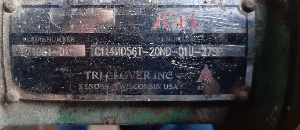 60 GPM @ 40' TDH, Tri-Clover #C114MD56T-S, 316 Stainless Steel centrifugal pump, 1 HP, 1.5" inlet, 1" outlet - Image 6