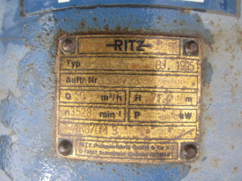 220 GPM, Ritz #50-200.1NF, cast iron centrifugal pump, 18 KW, 3" inlet, 2.5" outlet (2 available) - Image 7