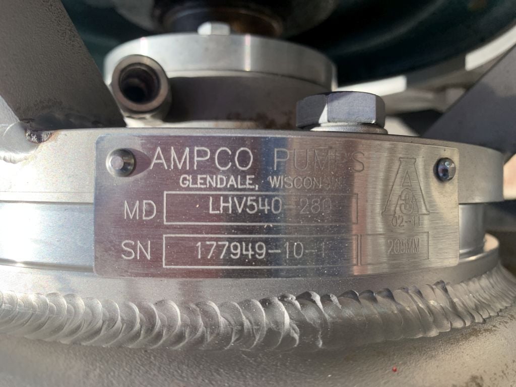 AMPCO #LHV540-280, Ampco Steel centrifugal pump, 30 HP, 2" tri-clamp inlet, 3" tri-clamp outlet - Image 7