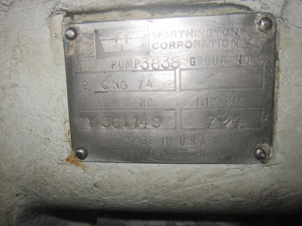 Worthington #2CNG74, D1 construction centrifugal pump, 3" inlet, 2" outlet, less drive - Image 3