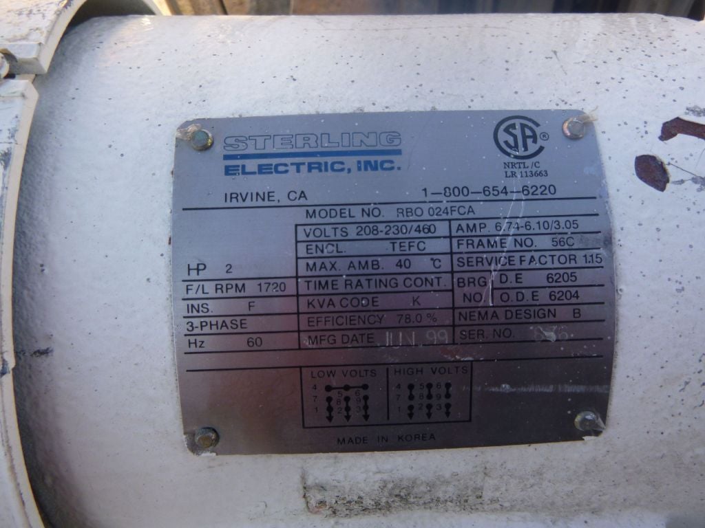 13 GPM, Sine #MR120NNTC, Stainless Steel positive displacement pump, 2 HP, 2" inlet/outlet - Image 6