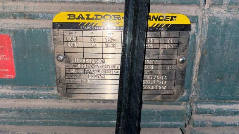 40 HP 1770/3525 RPM Baldor, Frame FL2173Z, TEAOBC, 1.0 service factor - Image 2