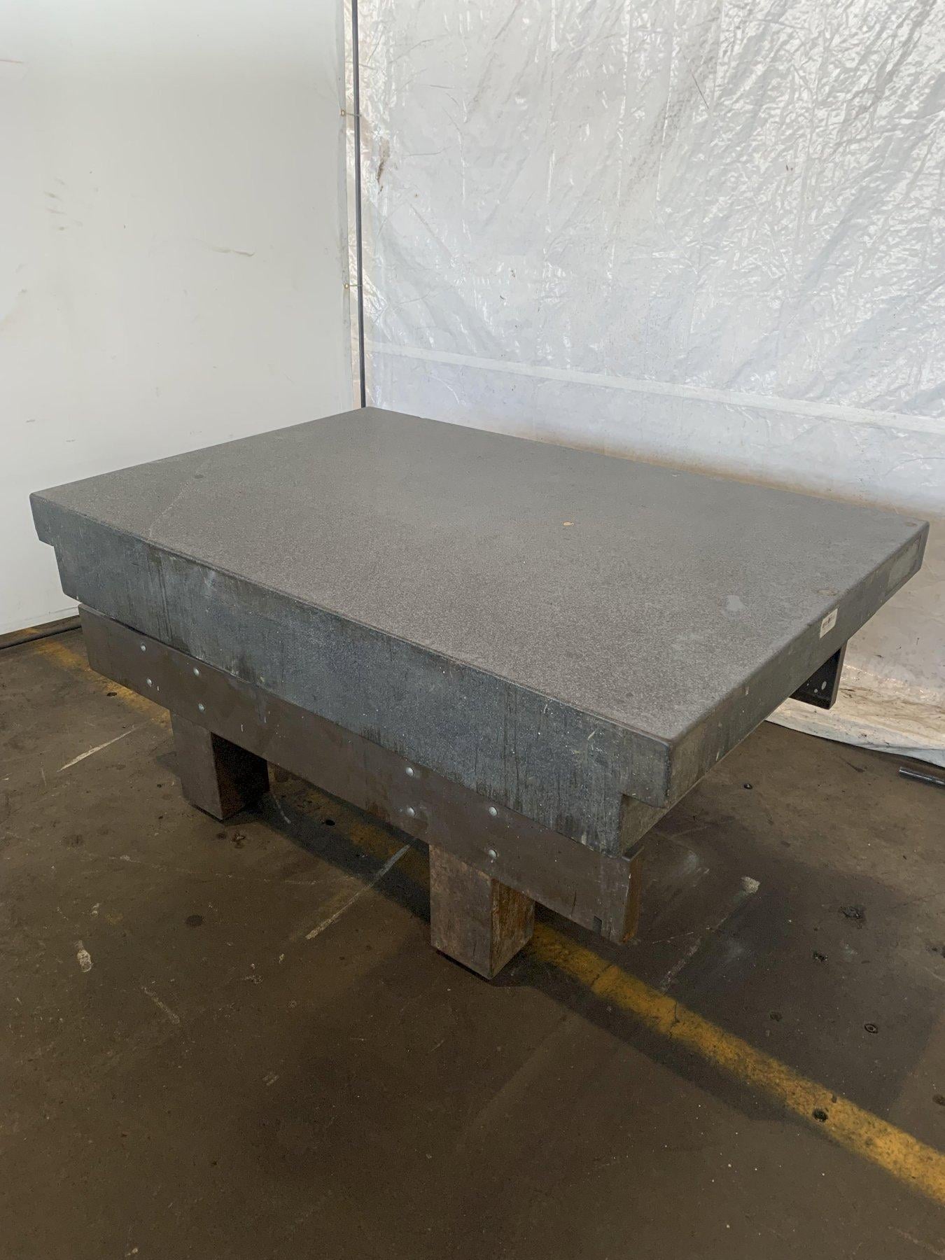 48" x 72" x 10" Mirco-flat granite surface plate w/ Starrett base - Image 1