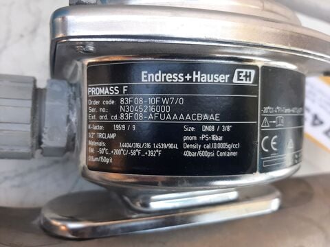 Endress & Hauser, Flowmeter, Stainless Steel, K-Factor 1.9519/9, 3/8" Tri Clamp, -58 to 392°F - Image 5