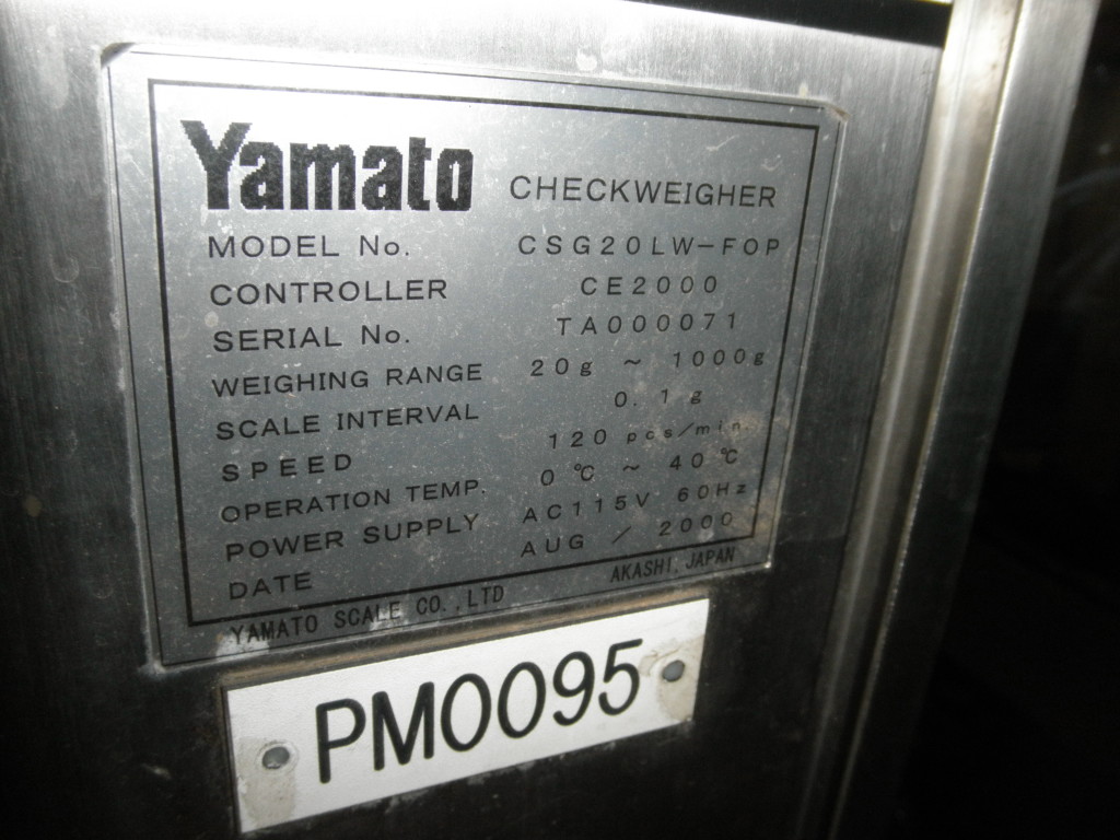 Yamato #CSG20LW-FOP, Checkweigher, 9.5" width belt conveyor, 17" L weighing section - Image 6