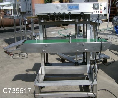 Goldenpack, Band Sealer for bags, 7.5" W x 45" L neoprene belt conveyor, adjustable sealing height, 110 V - Image 1