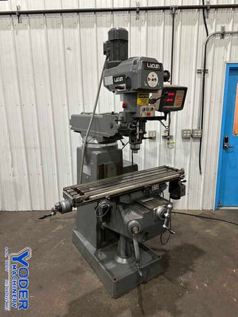 Lagun, ram type vertical mill, 9" x42" table, 2 HP, Mini Wizard 2-Axis digital read out, one shot lube - Image 1