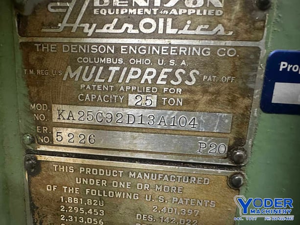 25 Ton, Denison Multipress #KA25C92D13A104, hydraulic press, 15" stroke, 24" daylight, 25 HP - Image 3