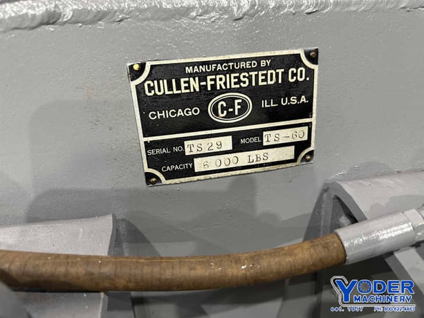 6000 lb. Cullen-Friestedt #HS-60, tailstock welding positioner, 42" x42" T-slotted table, 3 HP - Image 7