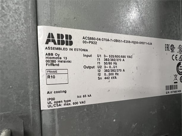 ABB, ACS880, V/S drive, 382 Amp, 575 Volts, 2017 - Image 6