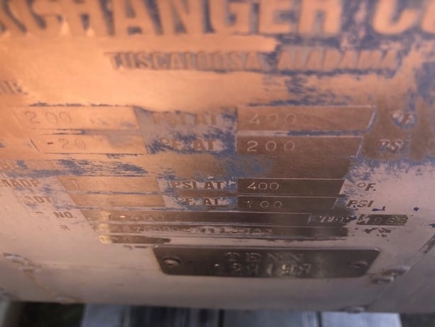 86 sq.ft., 200 psi shell, Southern Heat Excanger, 100 psi tube, 400&deg; F, 1988 - Image 2