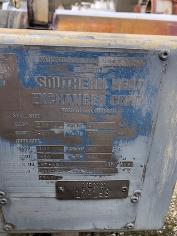 86 sq.ft., 200 psi shell, Southern Heat Excanger, 100 psi tube, 400&deg; F, 1988 - Image 3