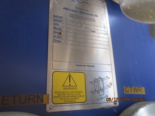 7 sq.ft., Alfa-Laval, TS6-MFG, plate heat exchanger, 150 psi, 347°F., 2010 - Image 2