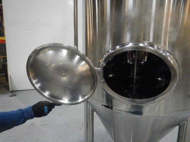 Apex Brewing Supply, 300 gallon 304 Stainless Steel ferment, cone bottom, 16" x 13" manway, 2015 - Image 7