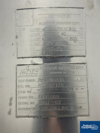 6.6 gallon Allegheny Bradford, Jacketed Receiver Tank, 25 Liter, Stainless Steel, jacketed for 40 psi at - Image 2