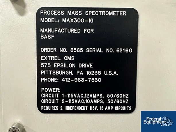 Extrel #MAX-300 Process Mass Spectrometer, integrated chiller and heater, 115 volt x 2 input, serial# 62160 - Image 2