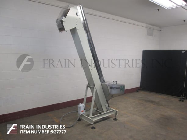 6" wide x 7.2' long, Hoppmann #EPO4O6XDCA, incline cleated belt feeder with Stainless Steel product hopper - Image 1