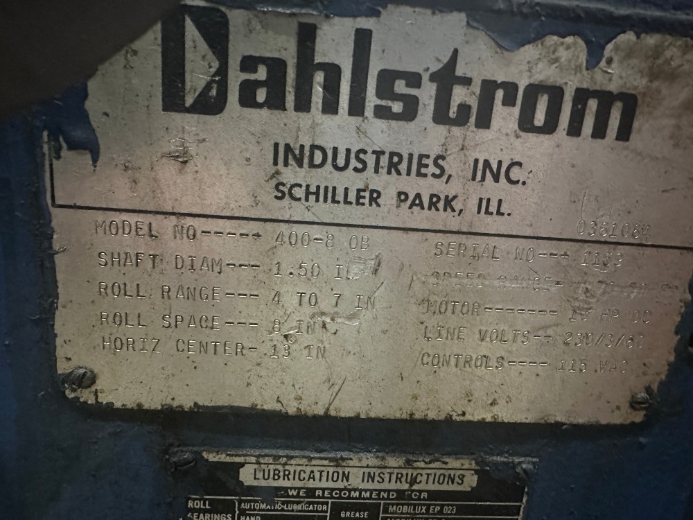 8 Stand, Dahlstrom #400-8OB, 1.5" arbor, 4"-7" roll range, 8" roll space, 13" horizontal centers, 10 HP - Image 5