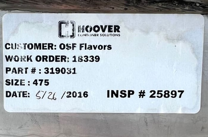 475 gallon Hoover, Stainless Steel totes w/ covers, 2" CBO, 48" x 48" x 78" H, (2 available) - Image 5