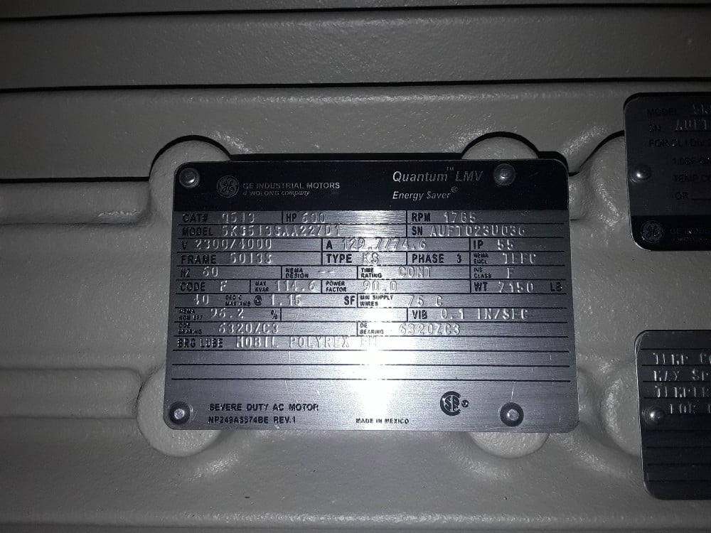 600 HP 1800 RPM General Electric, Frame 5012/13S, TEFC, 2300/4000 Volts, new Q513 - Image 2