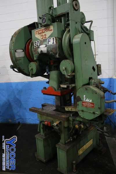 32 Ton, Federal #32, gap bed press, 2" stroke, 11" Shut Height, 15" x24" bed, air clutch & brake, 1977 - Image 10