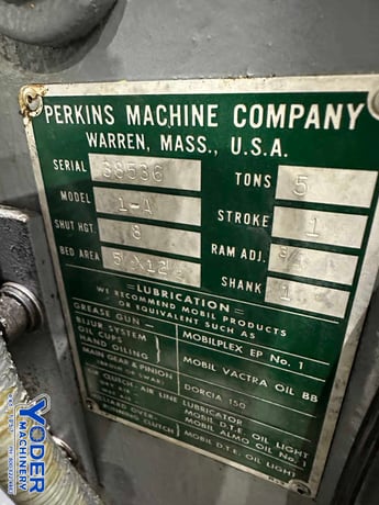 5 Ton, Perkins #1-A, OBI flywheel press, 1" stroke, 8" Shut Height, 3-3/4" throat, air clutch, 1/2 HP - Image 9