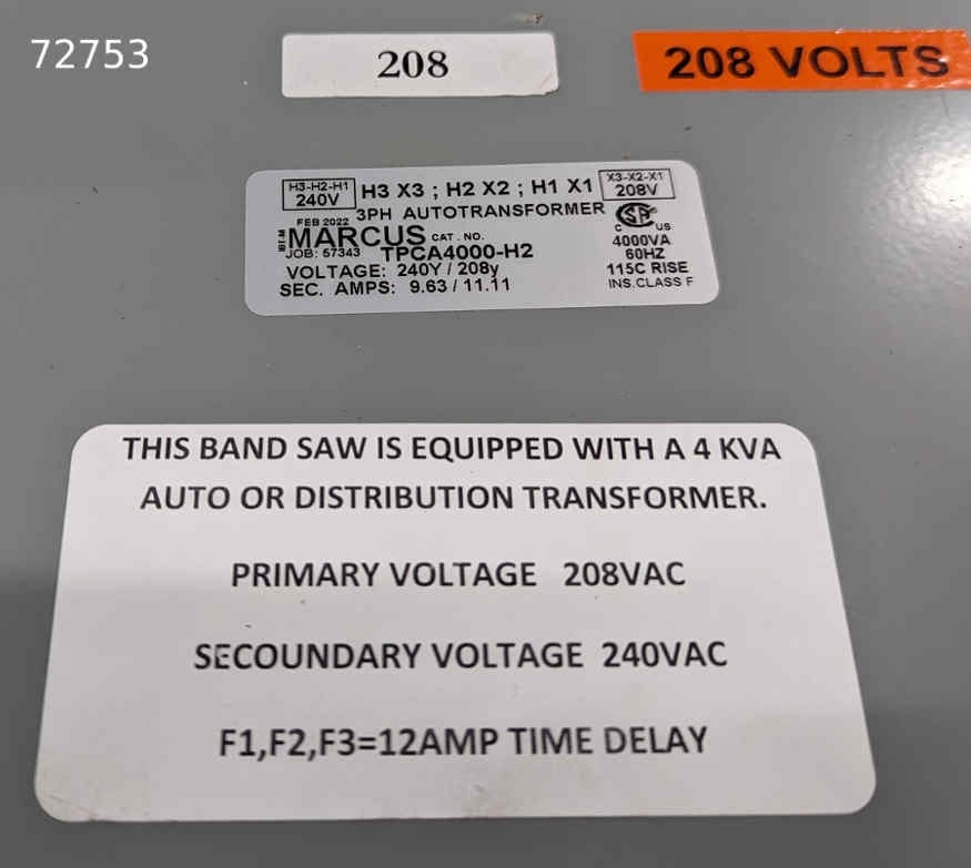 4 KVA 240 Primary, 208 Secondary, Hyd-Mech / Marcus #TTPCA4000-H2, new - Image 5