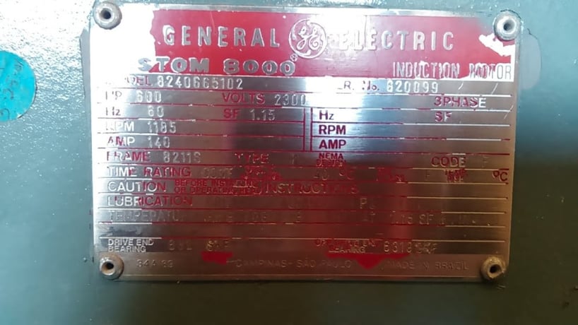 1250 HP 1785 RPM General Electric, 3 phase 2300 Volts, 275a AC induction motor - Image 1