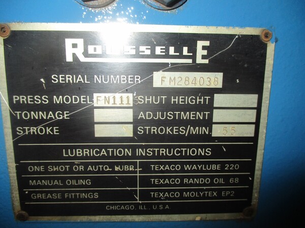 Rousselle #FN-1115, hydraulic corner notcher, 11 inch 15 ton capacity - Image 6