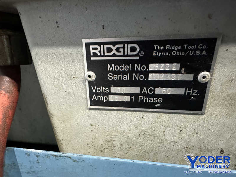 1/4" - 2" Ridgid #1822-I, bolt & pipe threader, 1/8"-2" pipe capacity, standard threading die, 1-1/2 HP - Image 8