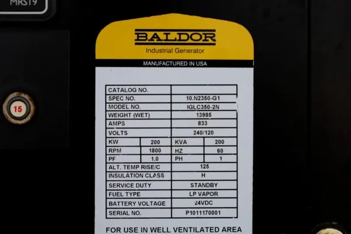 200 KW Baldor #IGLC350-2N, generator, enclosed, 432 hours, 2006, #090819 - Image 6