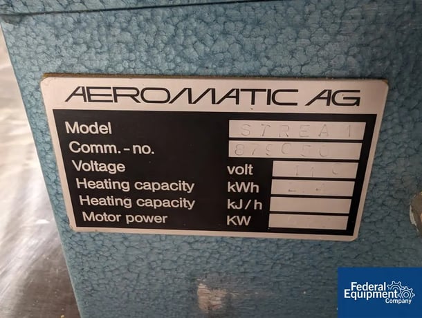 Aeromatic Fielder #STREA-1, Fluid Bed Dryer, plastic chamber, (no top spray nozzle), 1.5 kw/h heater, 0.75 hp - Image 2