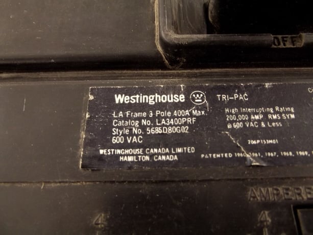 175 Amps, Westinghouse TRIP 600 Volts 3P Circuit Breaker LA TRI PAC Frame 5685D80G02 - Image 2